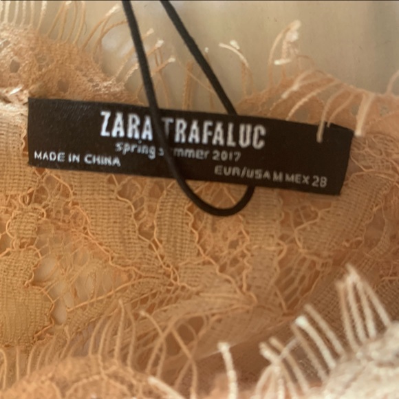 ZARA Lace top NWOT gorgeous nude color size M - Picture 8 of 9